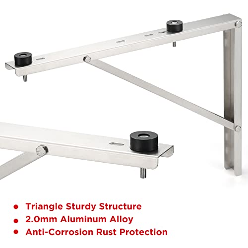 Image of TURBRO Wall Mount Stand for Mini Split Ductless Air Conditioner Heat Pump System, Sturdy Aluminum Alloy Bracket, Support Condenser up to 440 lbs (7,000-24,000 BTU), 1 Pair | Dual Cross-bars, For Mini Split Condensers
