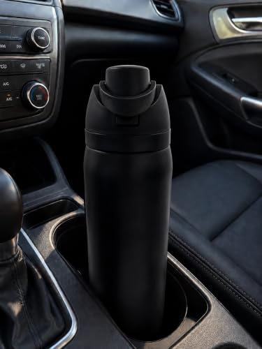 Image of HomeCloud 1200ML Stainless Steel Water Bottle - Double-Wall Vacuum Insulated, Leakproof Straw Lid, BPA-Free Reusable Travel Flask with Two-Way Spout for Gym, Office & Outdoor Use (S Black)