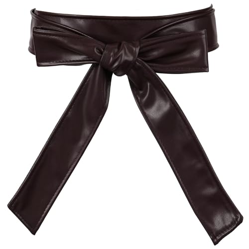Women's PU Leather Belt Obi Belt Fashion Wrap Sash Waist Belt for Dress Coat Waistband Knotted Belt