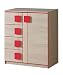 Produktbild Jugendzimmer - Kommode Elias 03, Farbe: Hellbraun / Rot - Abmessungen: 96 x 80 x 40 cm (H x B x T)
