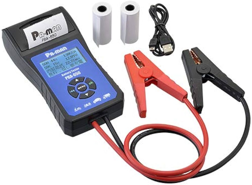 バッテリーアナライザー バッテリーテスター プリンター内蔵 PBA-650 Amazon.co.jp: pa-man バッテリーアナライザー DC12V プリンター付 [ 4