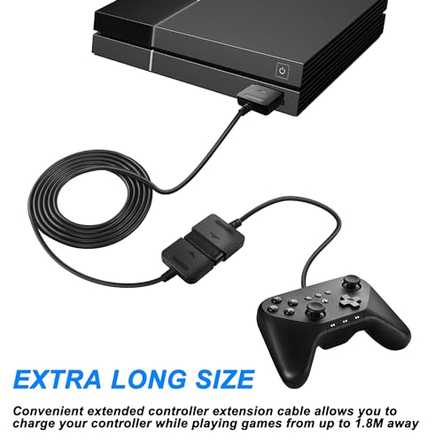 Image of MEIRIYFA PS2 Controller Extension Cable Cord, 1.8M Extender Cable Compatible with PS2 Game Console Wired Controller (2PCS)