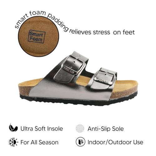 Image of Kids' 100% Genuine Leather Sandals - Comfortable Smart Foam Footbed, Adjustable Straps, Durable Non-Slip Sole and Stylish