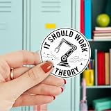 3Pcs It Should Work in Theory Sticker Funny Engineering Robot Arm Gift for Mechanical Engineers It Should Work in Theory Stickers Programmers Decal for Laptop Bottle Notebook Toolbox Hard Hat 3"