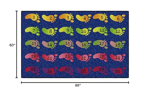Flagship Carpets Counting Feet Rainbow Numbers Educational Rug for Classroom Carpet or At Home Educational Learning Area, Playroom, Kid's Bedroom Mat, 5' x 8', Blue/Multi-Color - Thumbnail 3
