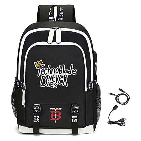 Technoblade Good Game Backpacks Man Woman Casual Daypacks with USB Charging Port and Headphone Jack,Boy Girl School Bags Cover