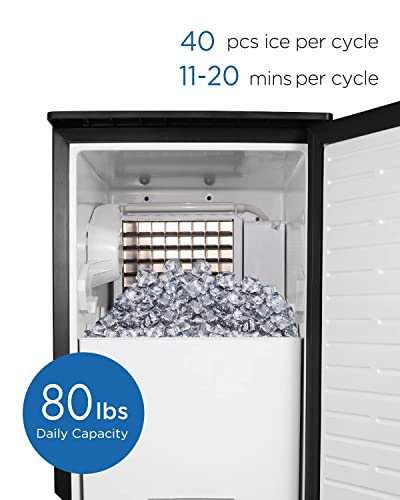 Watoor Undercounter Commercial Ice Machine Built-In Ice Maker With Internal Drain Pump,Reversible Door, Auto Self-Cleaning 80Lbs / 24Hrs #TOP2