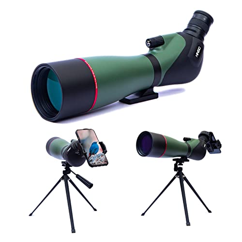 Image of HINISO Spotting Scope 20-60x80 HD Dual Focus Zoom Telescope with Tripod, Phone Adapter & Bag | BAK4 Prism, Waterproof Fogproof Scope for Bird Watching, Stargazing, Wildlife & Target Shooting