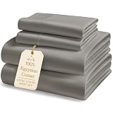 LANE LINEN 100% Egyptian Cotton King Size Deep Pocket Sheet Sets, Soft & Comfy No Pill Fade Resistant Natural Cooling Mercerized Cotton King Size Sheets Set 16' Deep Pocket - Slate Smoke