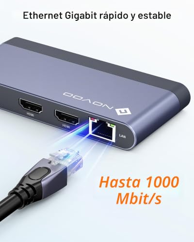 Estación de carga USB C 8 en 1 NOVOO para teletrabajar en casa con orden y limpieza 5