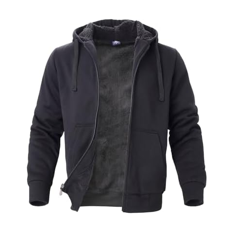 Facitisu Men's Winter Zip Up Hoodie Sherpa Fleece Sweatshirt Warm Thick heavyweight Coats (A-Black, X-Large) Cover