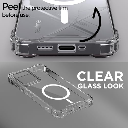 Image of Pikkme Back Cover for Realme P3 5G Mag-Safe Shockproof PC + TPU | Protective Case Magnetic Support | Bumper Case (Transparent Mag-Safe)