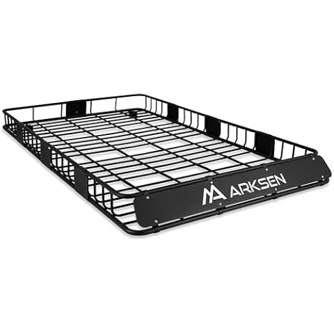 ARKSEN 84 x 50 x 6 Inch Universal Extra Wide 150LB Heavy Duty Roof Rack Cargo with Extension Car Top Luggage Holder Carrier Basket for SUV, Truck, & Car Steel Construction Cover