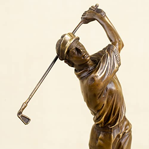 13.2'' Bronze Male Golfer Sculpture Sport Themed Statue Home Tabletop Art Decorative Figurine #TOP7