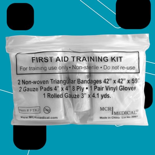 First Aid Training Kit w/Roller Gauze w. Gauze Pads and Triangular Bandages and Gloves 10-Pack MCR Medical - Thumbnail 7