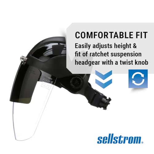 Sellstrom DP4 Face Shield - Lightweight Mask with High Impact Crown & Ratchet Headgear for Work, Grinding, Plasma/Flame Cutting - ANSI Z87.1 - Clear Anti Fog Polycarbonate Window - UV/IR Flip Up Visor - Thumbnail 6