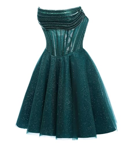 Noras Cute Sparkly Tulle Homecoming Dress 2025 for Teens Tube Bead Princess Cocktail Party Gown NO3332