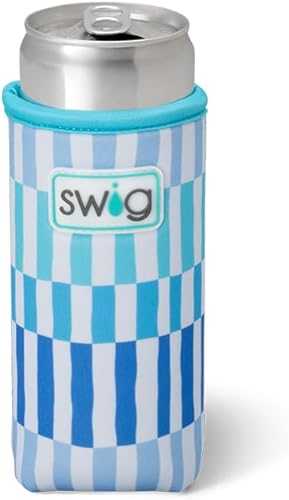 Miniatura 155 de Swig Life Skinny Can Coolie, soporte delgado de 12 onzas, enfriador de neopreno aislado con bolsillo, fundas para botellas de cerveza altas, All