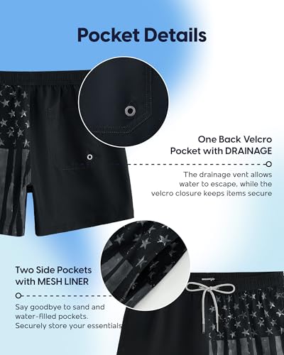 Image of maamgic Mens Swim Trunks 5 Inch with Mesh Lining, Quick Dry Mens Bathing Suit, Swim Shorts for Swimming and Beach