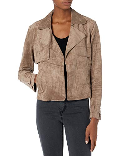 Blank NYC Faux Suede Cropped Open Trench Jacket Seal The Deal MD