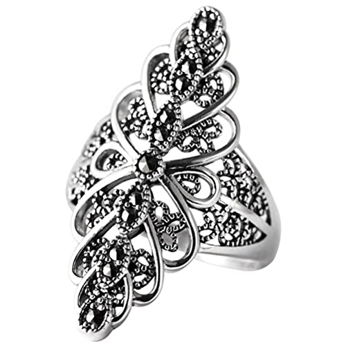 WEISHA Bague Rétro S925 Argent Sterling Court Style Ouvert Femelle Simple Anneau Goutte D'Eau Pierre de Lune Anneau Réglable1