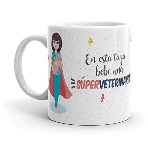 Kembilove Taza de Café Veterinaria – En esta taza bebe una Súper Veterinaria – Taza de Desayuno para la Oficina – Taza de Café para Profesionales de Superhéroes – Regalos Personalizados