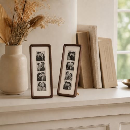 Photo Booth Frame Photo Strip Frame, 2 Pack Wooden Vertical Frames 11.81×3.94 Inches with Kickstand for Wedding Anniversary Couple Birthday Graduation Tabletop Display Gift — 사진 6