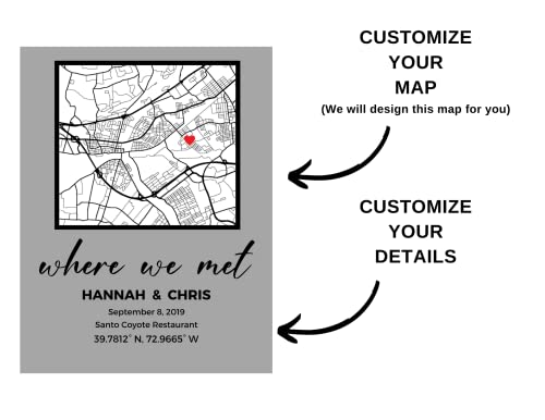 Where We Met Valentines Day Map Plaque - Couple Map, Gift For Her, Acrylic Plaque Couple Gift, Custom Locaiton, Gift For Him, Couples Gift #TOP4