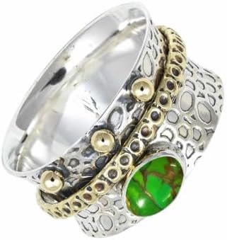 Gemstone Silver Plated Spinner Ring Meditation For Men Women Gift Item Jewelry CRG1213AA image 4