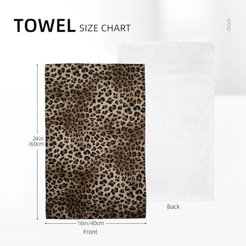 Image of Brown Leopard Print Kitchen Towels Cheetah Print Decor Animal Skin Print Cheetah Dish Towels, 16x24 Inch Farmhouse Holiday Decoration Absorbent Hand Towels for Kitchen Drying Set of 2