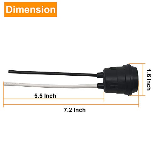 Waterproof Lamp Socket, 12 Pack Black Pigtail Lamp Socket, Thick Copper Wire, E26/E27 Fully Sealed Rainproof Pigtail Light Sockets, 250V-660W (12) #TOP1