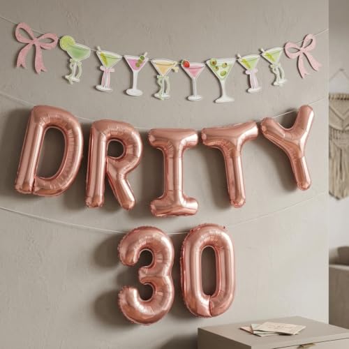 LaVenty Dirty thirty Martini Balloon Banner Decoration for Casino Decor