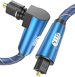 EMK Optical Cable 90 Degree Digital Toslink Audio Cable Right Angle Optical Cable Nylon Braided for Smart TV Speaker Home Theater Soundbar Audio Player (10m)