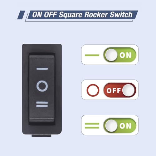 Miniatura 3 de Vexunga Kcd3 Interruptor Basculante Negro 3pines 15a 250 Vac 20a 125 Vac Interruptores Palanca 3posiciones On-Off-On Para Coche Barcos Camper 10 Piezas
