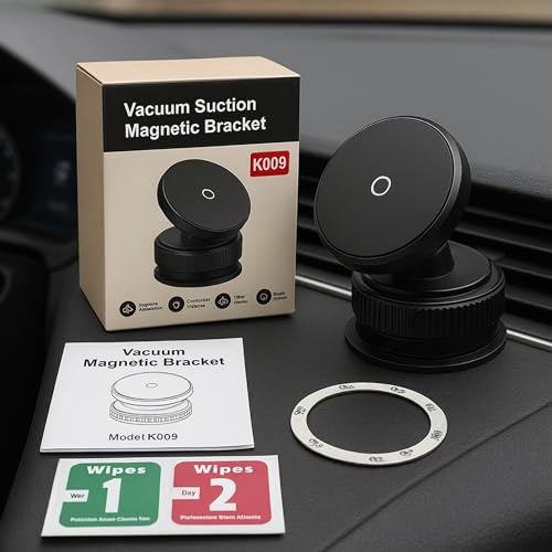 Image of DETACHI Universal Car Dashboard Mobile Phones Holder Mount Upgraded, 360 Degrees Rotation Vaccum Magnetic Accessories, Quick Install, Secure Grip for Interior Compatible with All Smartphones (Black)
