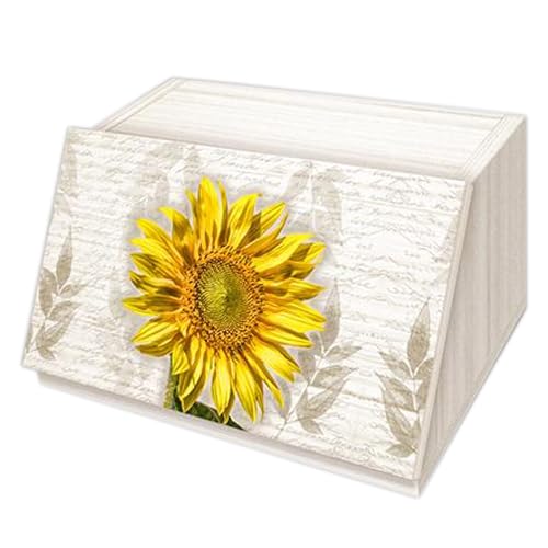 Lupia - Portapane White GIRASOLE in Legno, Shabby, Contenitore Cibo Secco, Conserva Freschezza Pane, Apertura Frontale, Aerato con Finestrella, 30x40x20 cm, Made in Italy