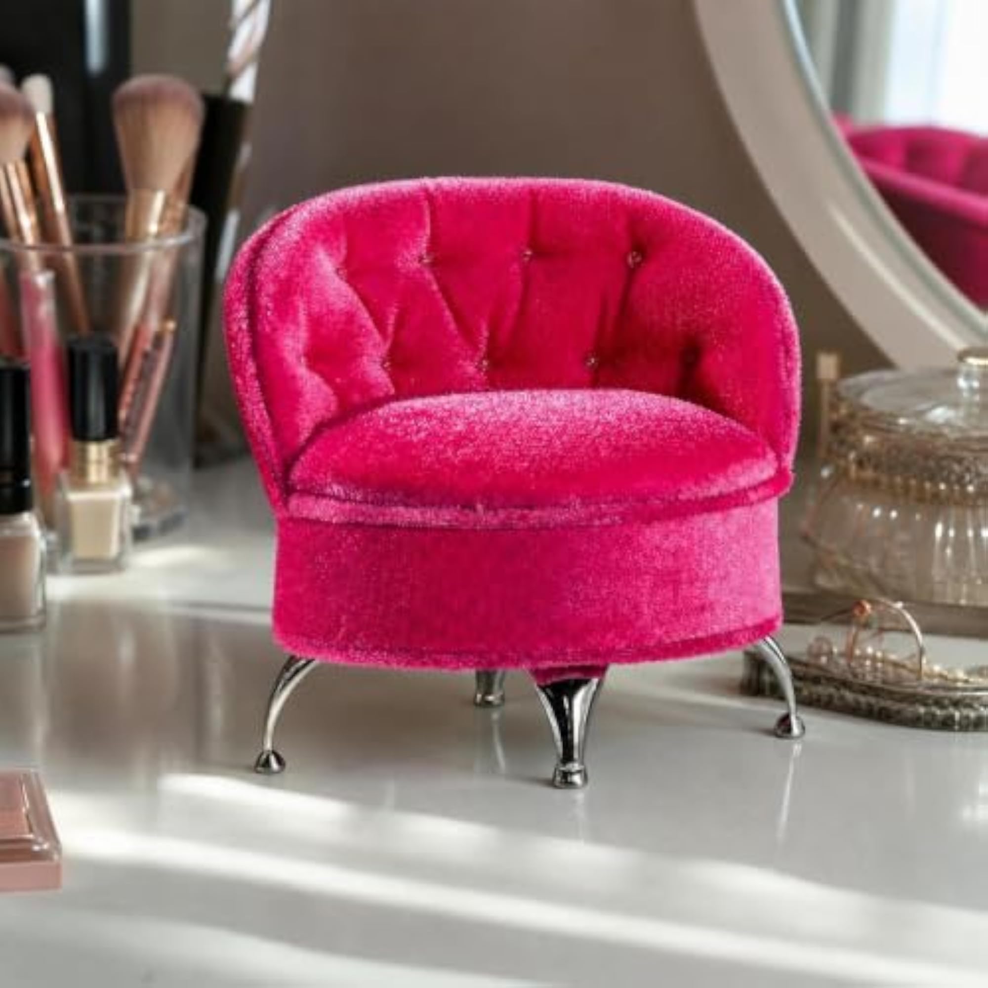 Bright Pink Jewelry Display Stand for Earrings, Rings, and Necklaces