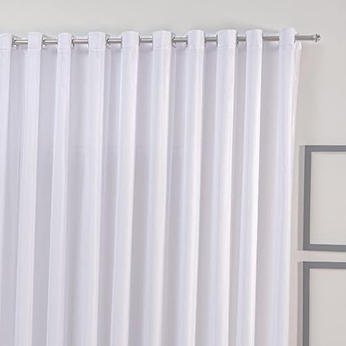 Cortina De Varão Voil Branco 4,00x2,30 Forro Microfibra
