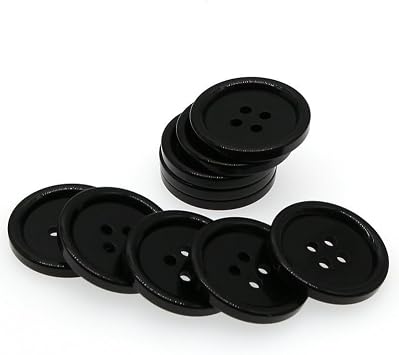 50PCS 1 1/5 Inch Black Button, 4 Holes Plastic Large Buttons for DIY Craft Sewing Black, 30mm YIGUANXIN
