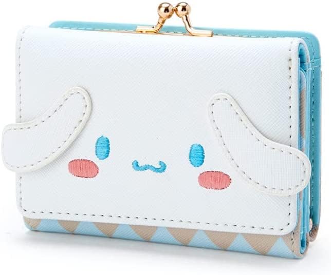 Cute Coin Purses for Girls Kawaii Wallet Cartoon Trifold Wallets for Japanese Anime Fans(White)