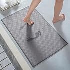 MontVoo Bath Mat Extra Thin Bathroom Rug-Non Slip Rubber Backed Bath Mats for Bathroom, Diamond Pattern Absorbent Bathroom-Mat Machine Washable Shower Mats for Shower, Tub, Sink, 17"x28", Grey