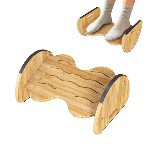 Reversible Bamboo Under Desk Footrest with Adjustable Heights