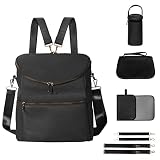 Minsong Diaper Bag Backpack,Fashion Leather Mommy Backpacks,Travel Toddler Baby Diaper Bags with in