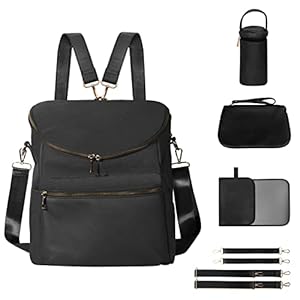 Minsong Diaper Bag Backpack,Fashion Leather Mommy Backpacks,Travel Toddler Baby Diaper Bags with in Bag Organizer and…