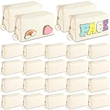 Chunful 24 Pcs Preppy Makeup Bag PU Leather Cosmetic Bag Bulk Makeup Plain Pouch Waterproof Toiletry Purse for Women Traveling Preppy Pencil Case Valentine's Day Gifts(Beige)