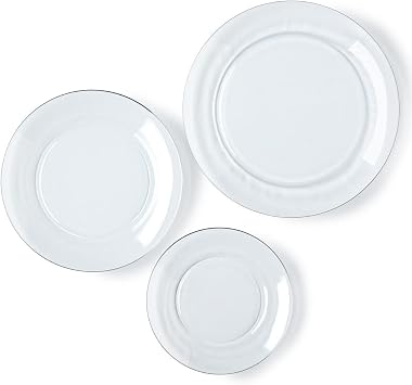 Duralex Lys Glass Dinnerware Set 18-Piece Clear Dinner, Dessert & Soup Plates for All Occasions