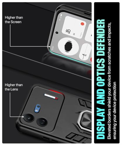 Image of WOW IMAGINE Shock Proof Back Case Mobile Cover for Nothing Phone 4b 5G | Back Cover Case (Tough Armor | Hybrid PC + TPU | Ring Holder & in-Built Kickstand | Black)