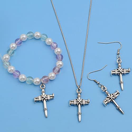 50Pcs Antique Silver Nail Cross Pendant Charms Alloy Religious Christian Jesus Crucifix Cross Pendants Craft Supplies For Diy Necklace Bracelet Jewelry Making Findings #TOP6