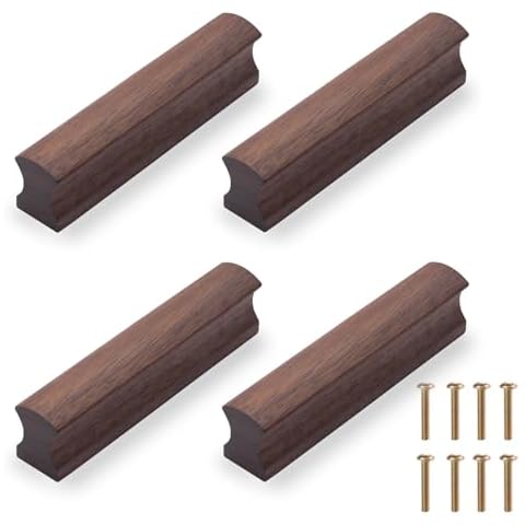 NAKUPENDA 4Pcs Wooden Drawer Handles Cupboard Cabinet Pulls Rectangle Wood Hardware Handles Pulls for Furniture Dresser Wardrobes (Black Walnut, 64mm Hole Spacing) Cover