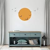 Birds and Sun Wall Decal Minimalist Wall Art Modern Wall Stickers for Living Room Bedroom Nursery Wa